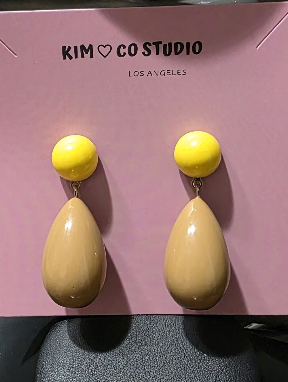 s925 Yellow and Tan Teardrop Drop Earrings